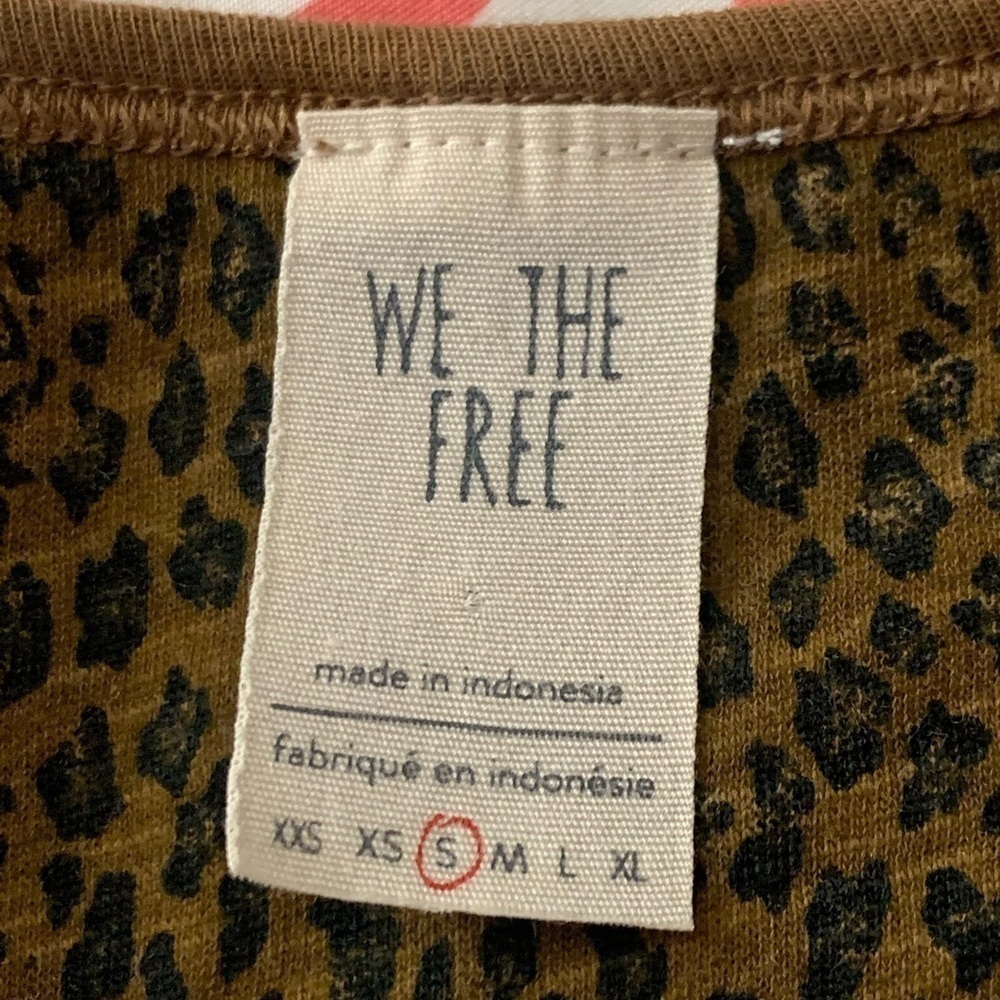 we The Free Printed Clare Tee Brown Leopard Small Free People - Picture 6 of 13